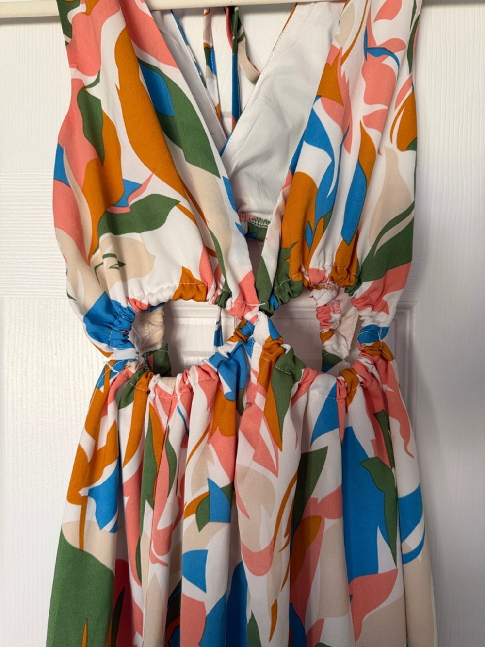 Sleeveless Multicolor Floral Maxi Dress - White/Pink/Green - Picture 2 of 5